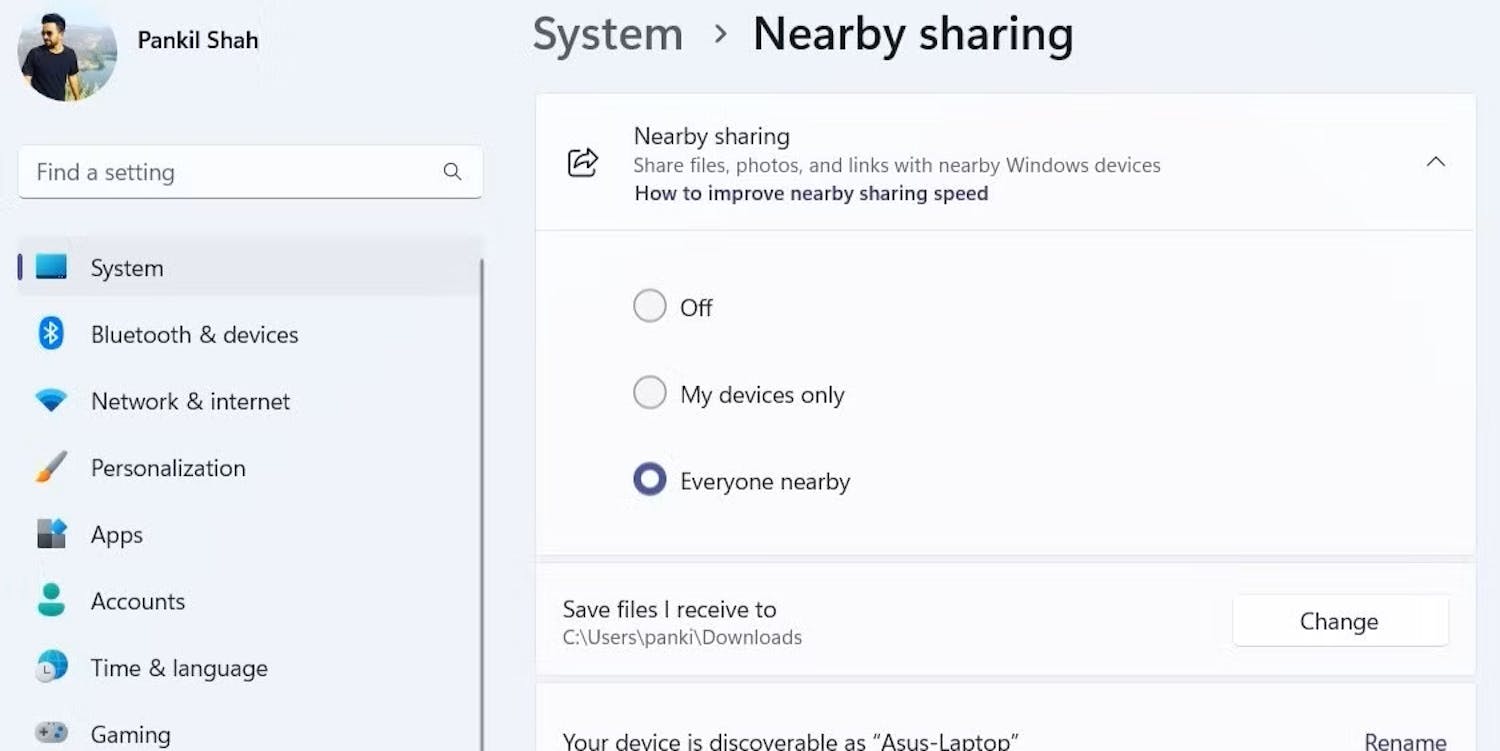 Funktionen Deling tæt på i Windows Funktionen Deling tæt på i Windows